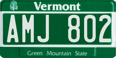 VT license plate AMJ802