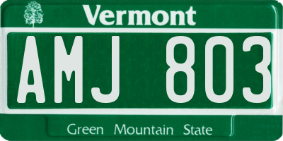 VT license plate AMJ803