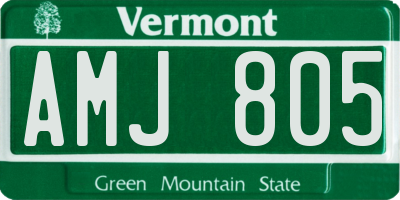 VT license plate AMJ805