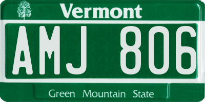 VT license plate AMJ806