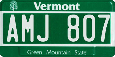VT license plate AMJ807
