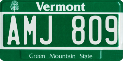 VT license plate AMJ809