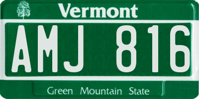 VT license plate AMJ816