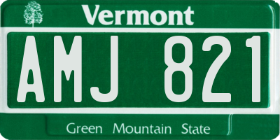 VT license plate AMJ821