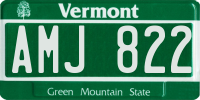 VT license plate AMJ822