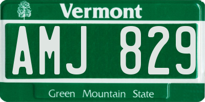VT license plate AMJ829