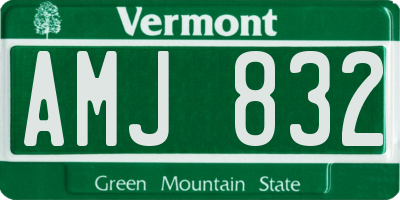 VT license plate AMJ832