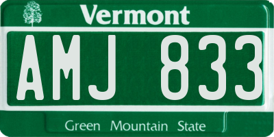 VT license plate AMJ833