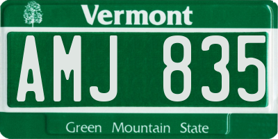 VT license plate AMJ835