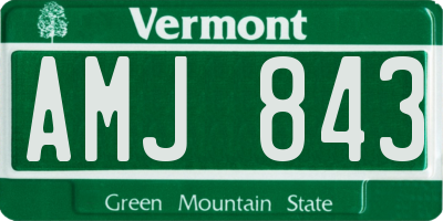 VT license plate AMJ843