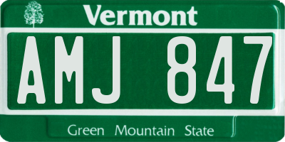 VT license plate AMJ847