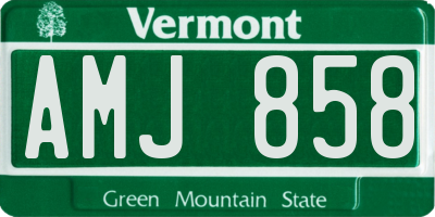 VT license plate AMJ858