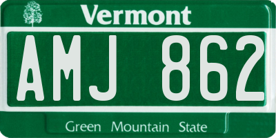 VT license plate AMJ862