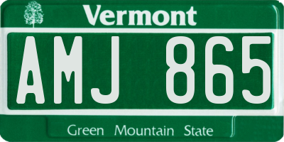 VT license plate AMJ865