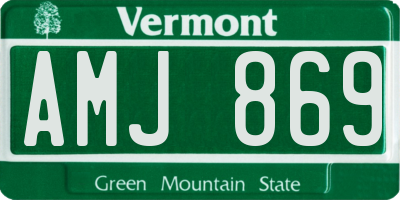 VT license plate AMJ869