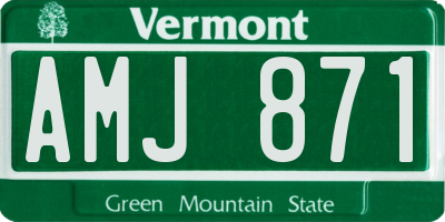 VT license plate AMJ871