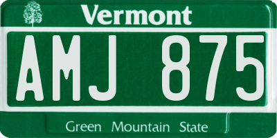 VT license plate AMJ875