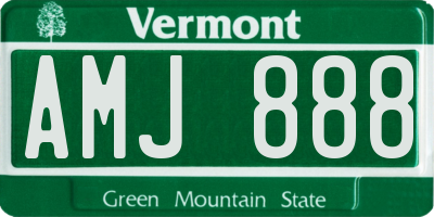 VT license plate AMJ888