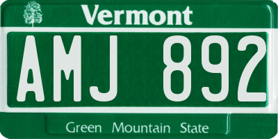 VT license plate AMJ892