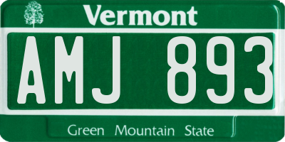 VT license plate AMJ893