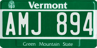 VT license plate AMJ894