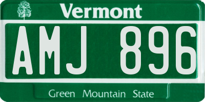 VT license plate AMJ896