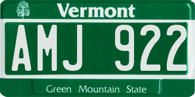 VT license plate AMJ922