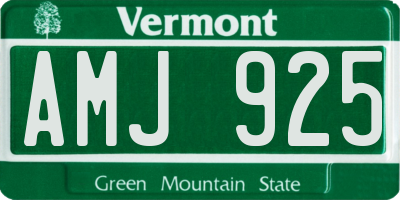 VT license plate AMJ925