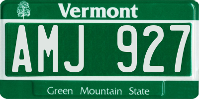 VT license plate AMJ927