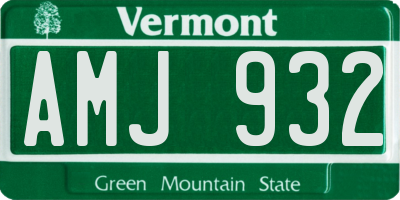 VT license plate AMJ932