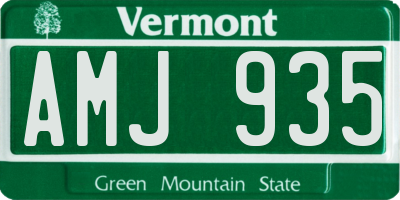 VT license plate AMJ935