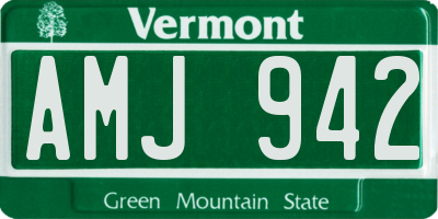 VT license plate AMJ942