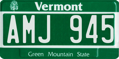 VT license plate AMJ945
