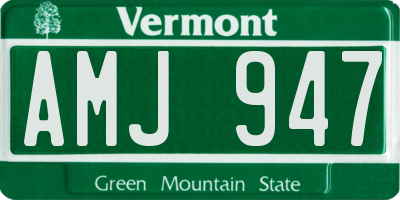 VT license plate AMJ947