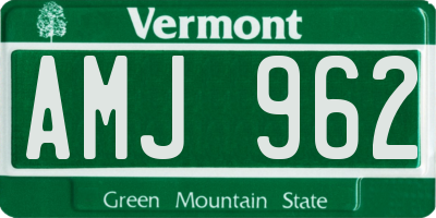 VT license plate AMJ962