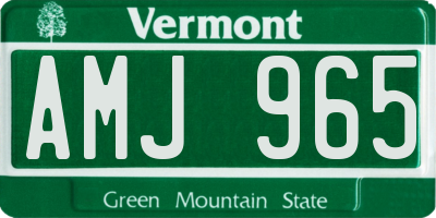 VT license plate AMJ965