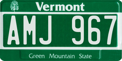 VT license plate AMJ967