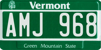 VT license plate AMJ968