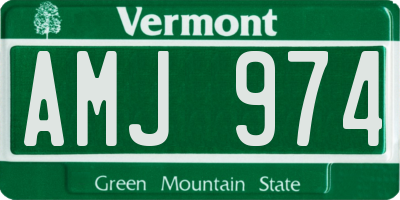 VT license plate AMJ974