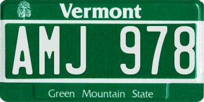 VT license plate AMJ978