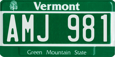 VT license plate AMJ981
