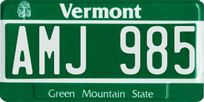 VT license plate AMJ985