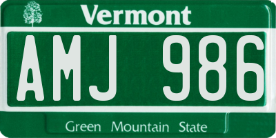 VT license plate AMJ986