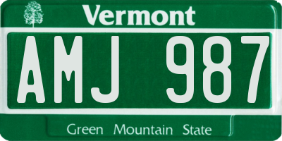 VT license plate AMJ987