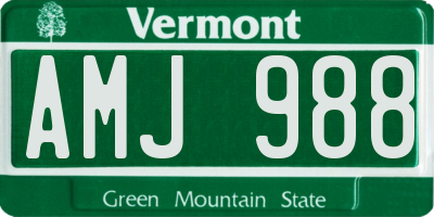 VT license plate AMJ988