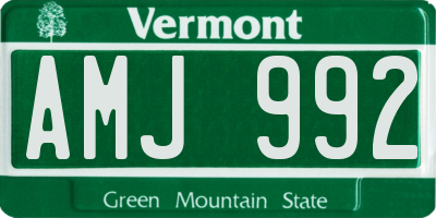 VT license plate AMJ992