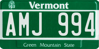VT license plate AMJ994