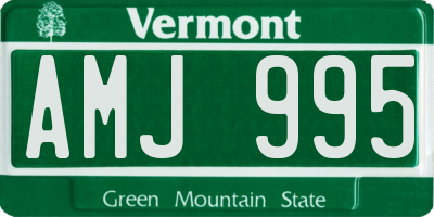 VT license plate AMJ995