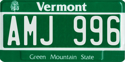 VT license plate AMJ996