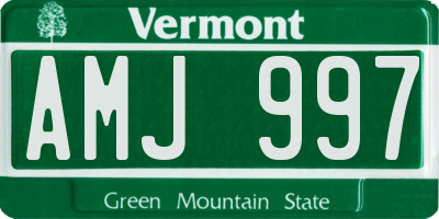 VT license plate AMJ997